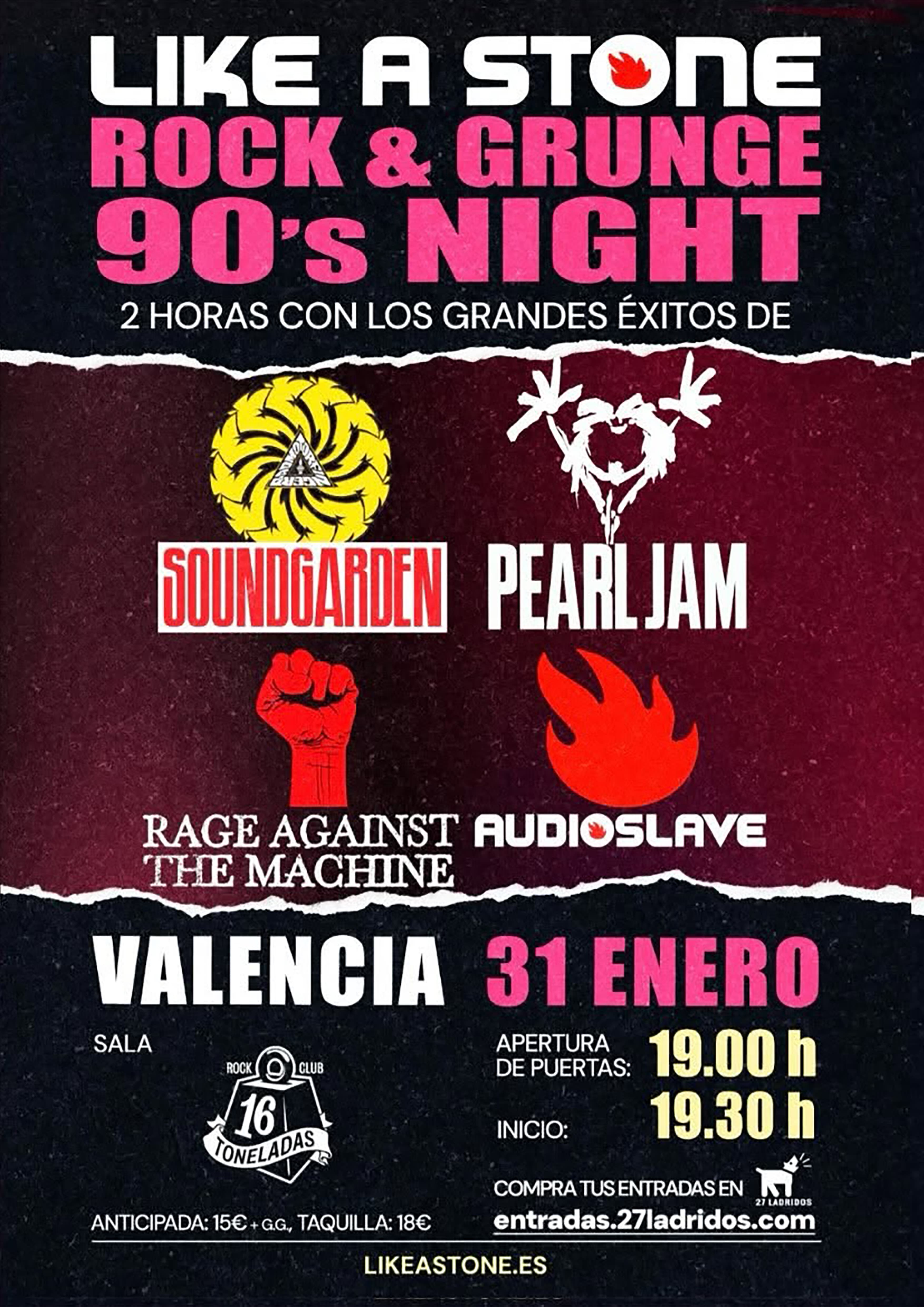 ROCK & GRUNGE 90'S NIGHT BY LIKE A STONE