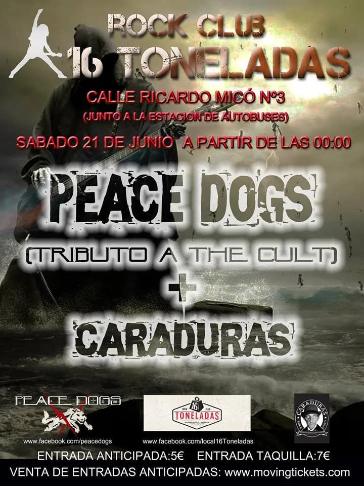 PEACE DOGS (tributo a THE CULT) + CARADURAS + dj juan vitoria