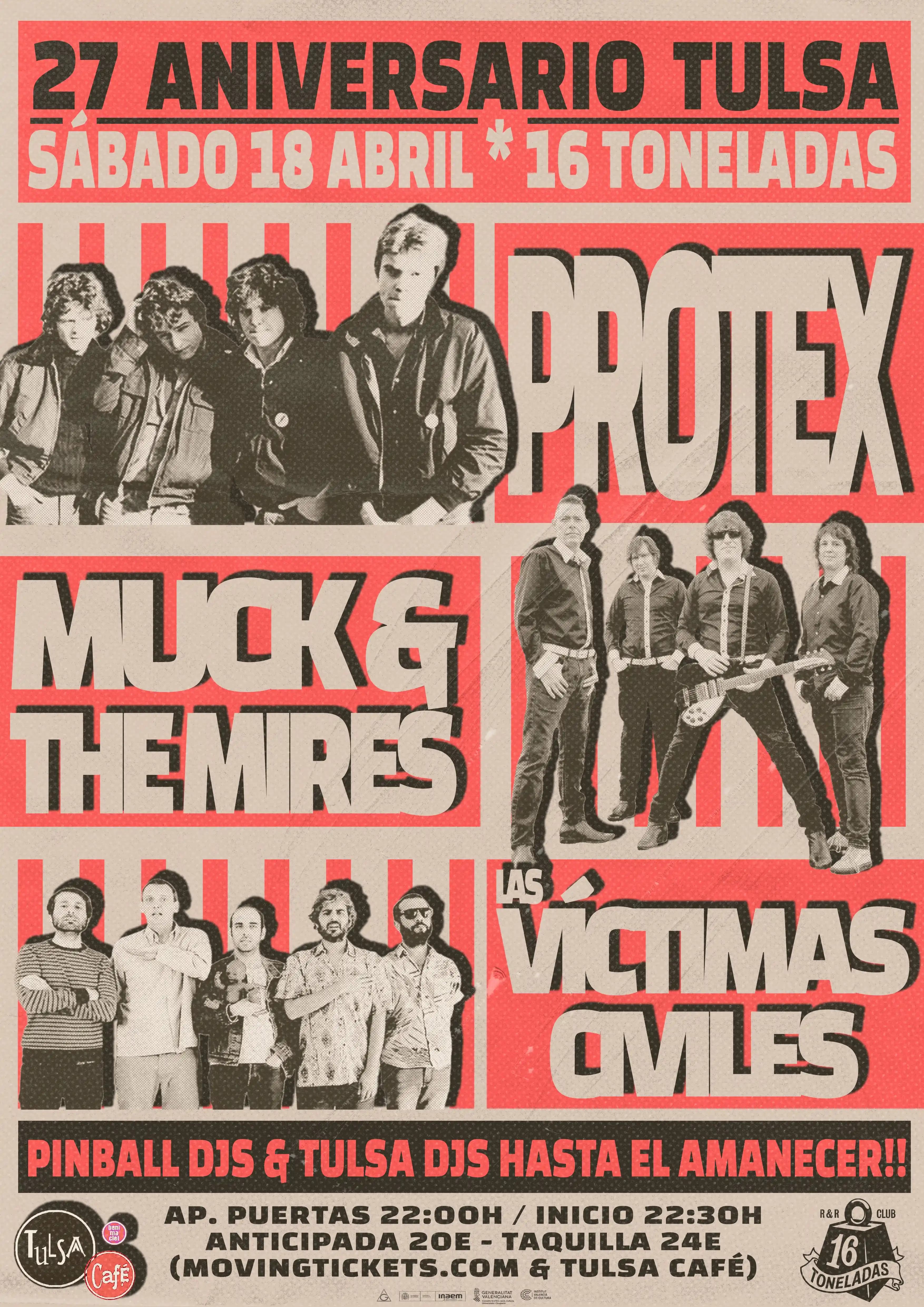 27 ANIVERSARIO TULSA: PROTEX + MUCK & THE MIRES + LAS VÍCTIMAS CIVILES