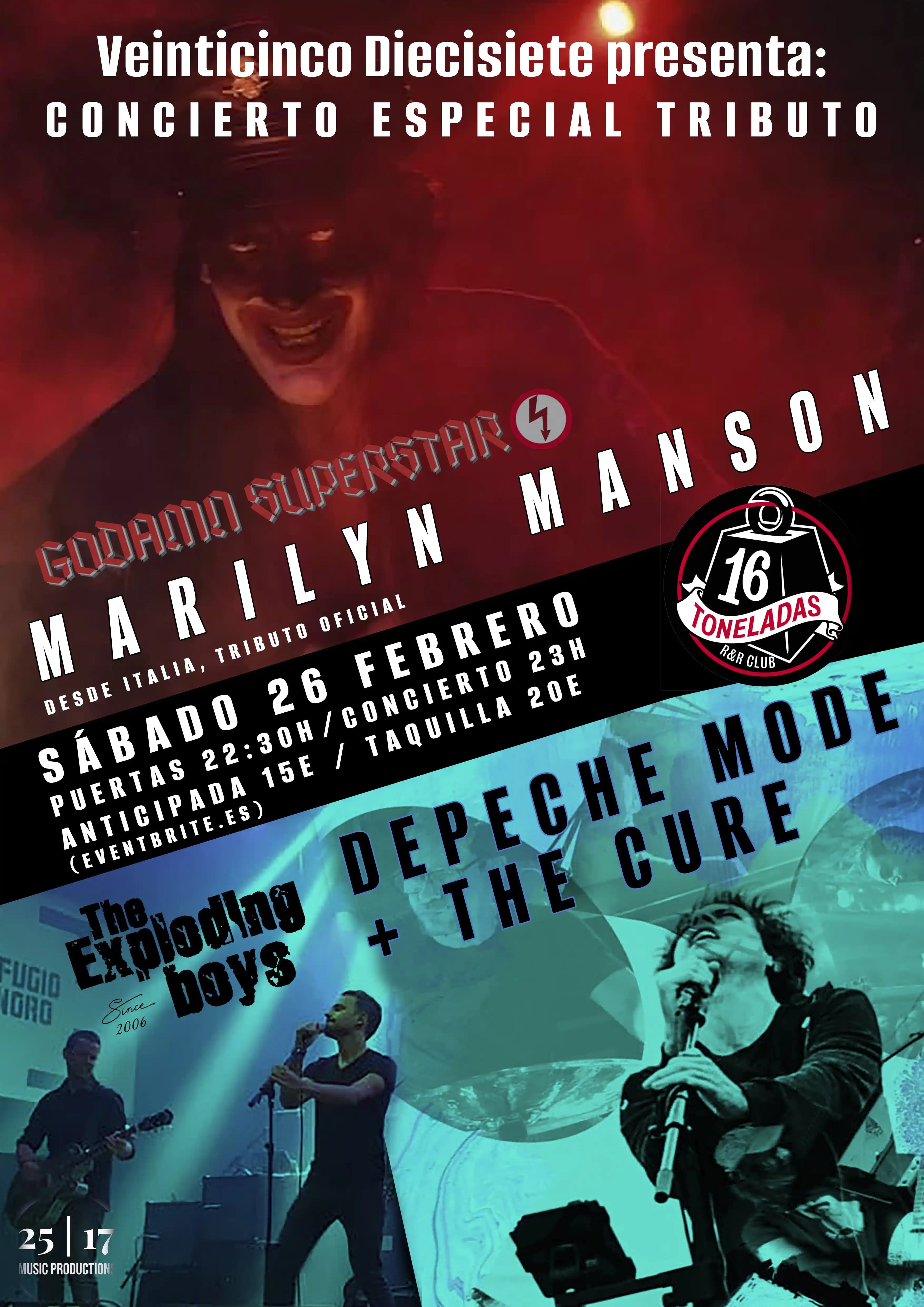 CONCIERTO ESPECIAL TRIBUTO MARILYN MANSON, THE CURE Y DEPECHE MODE