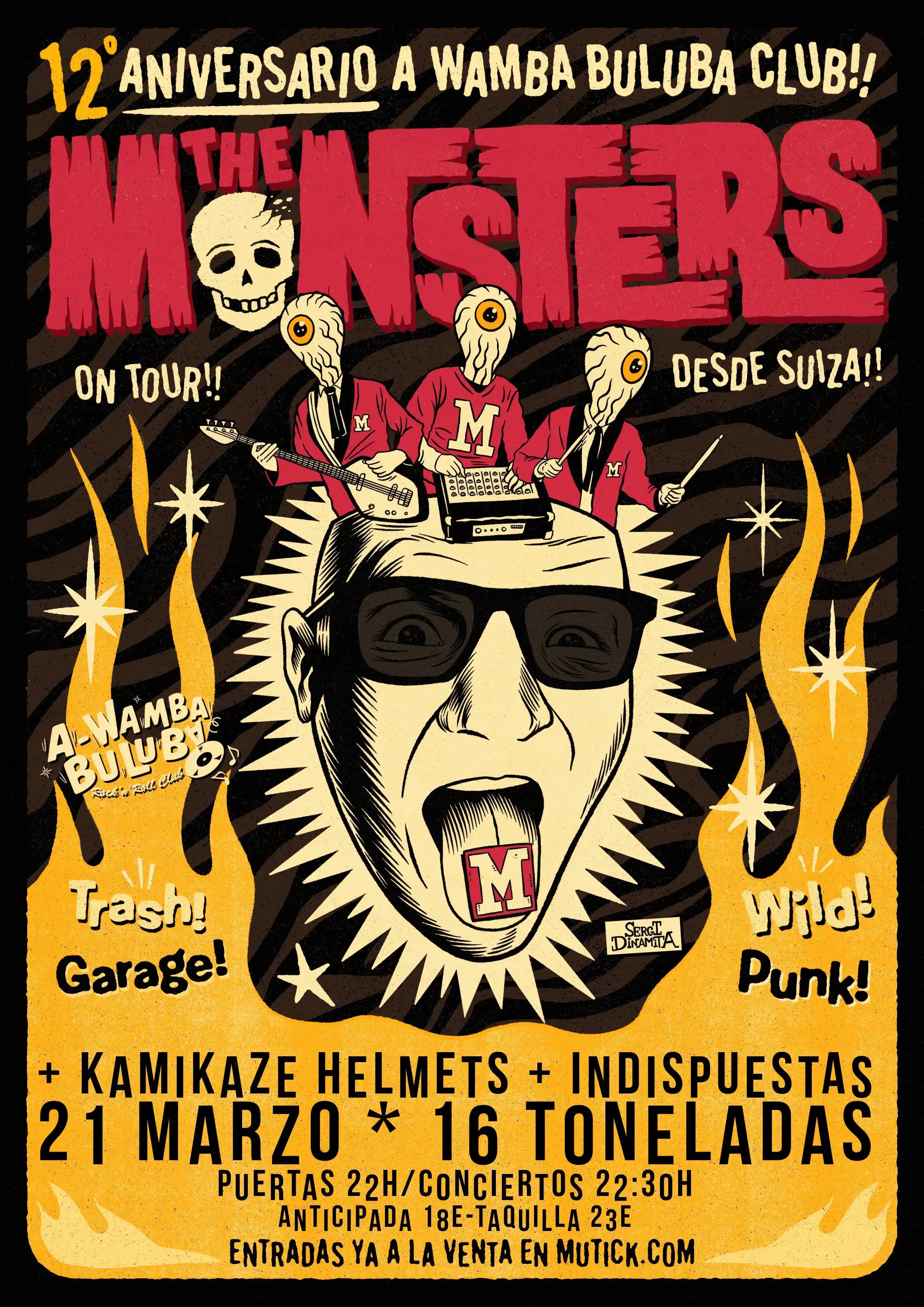 THE MONSTERS + KAMIKAZE HELMETS + INDISPUESTAS