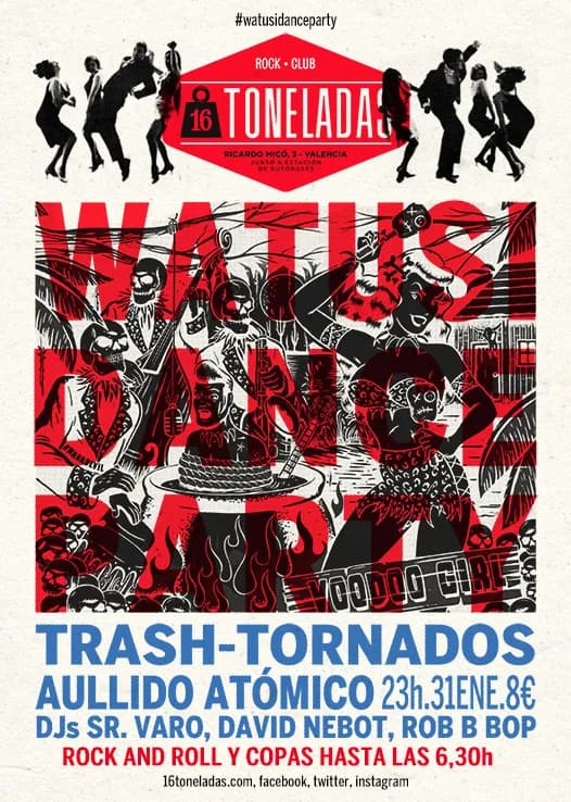 WATUSI DANCE PARTY: TRASH-TORNADOS + AULLIDO ATÓMICO + DJ’s: SR. VARO + DAVID NEBOT + ROB B BOP