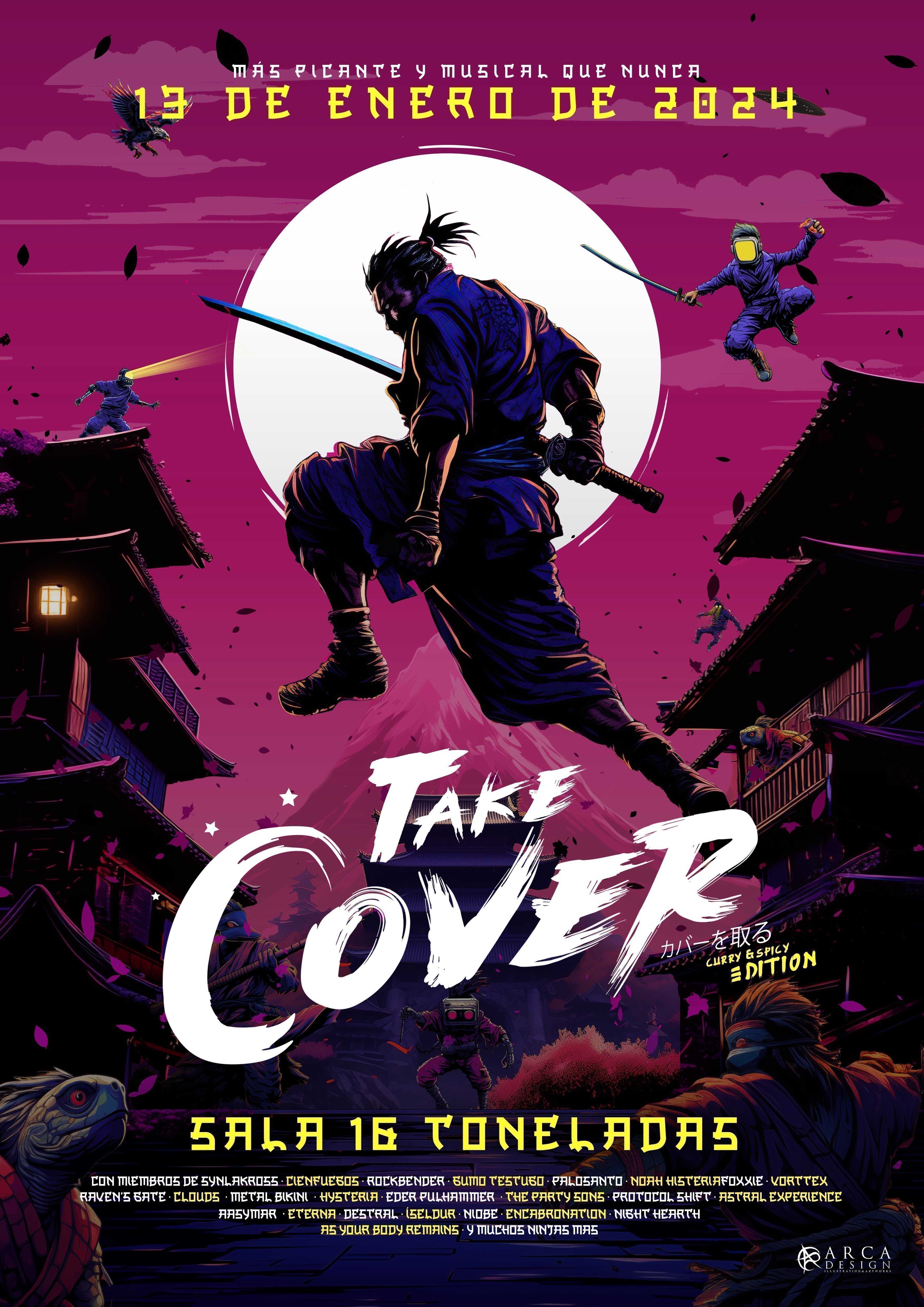 TAKE COVER 2024 CURRY SPICY EDITION 16 TONELADAS   TAKE COVER 2024 POSTER STANDAR CON LOGOS 